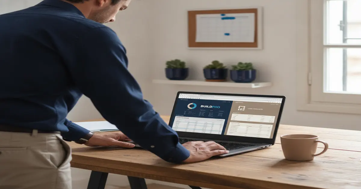 Dueño de empresa de reformas comparando opciones de CRM en el ordenador
