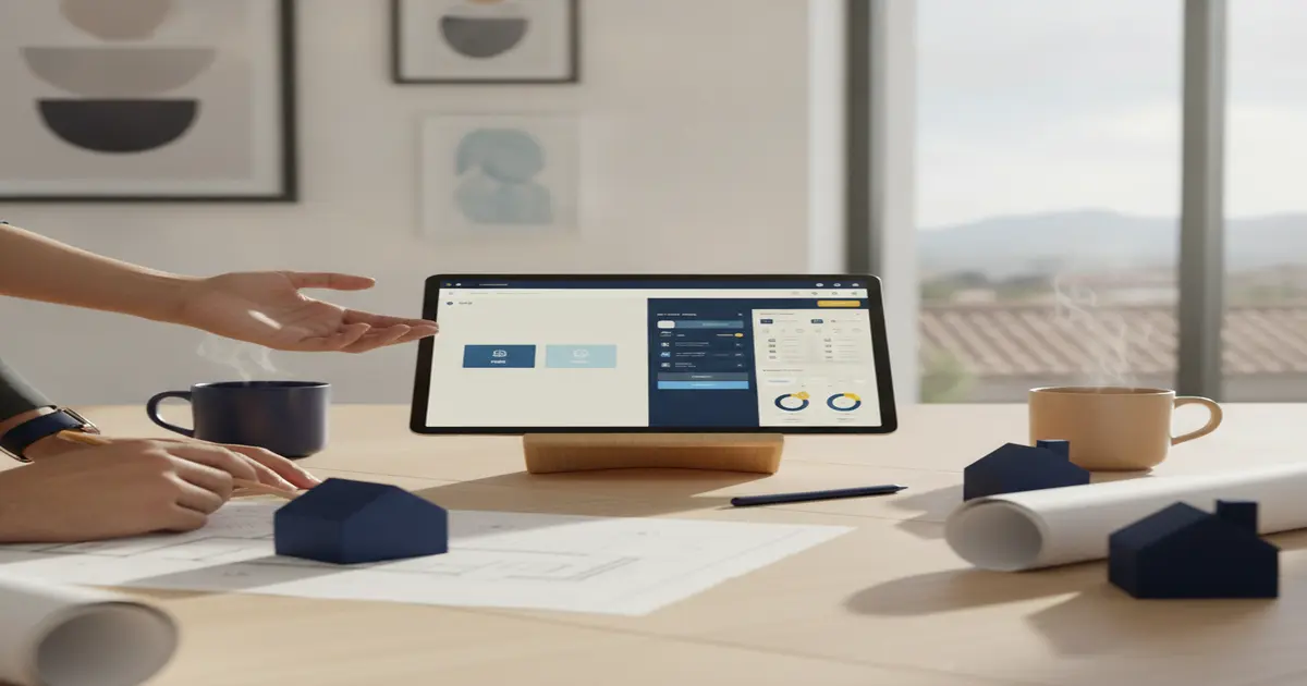 Reformista comparando opciones de software gratis y de pago en una tablet
