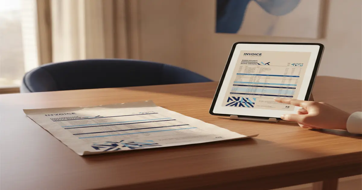 Comparación entre una factura de reforma en papel y la misma factura emitida desde un sistema digital
